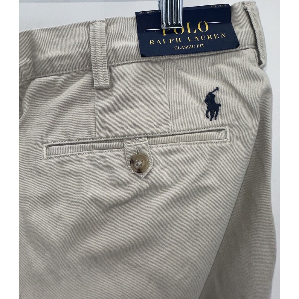 New Polo Ralph Lauren Beige Khaki Chino Pants 36x32 (36x30) Classic Fit‎ Cotton
